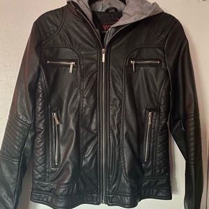 Hooded PU Leather Jacket